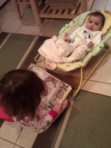 Miss H reading to Mr. M
